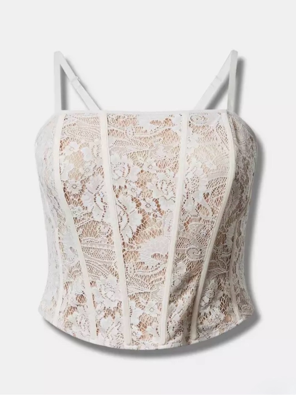 Torrid Lace Corset Top Size 4X Beige Nude Bustier Cottagecore Y2K